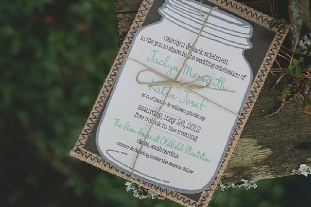 Mason Jar Rustic Wedding Invitation...