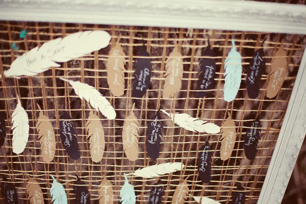 Feather Themed Wedding Escort Cards...