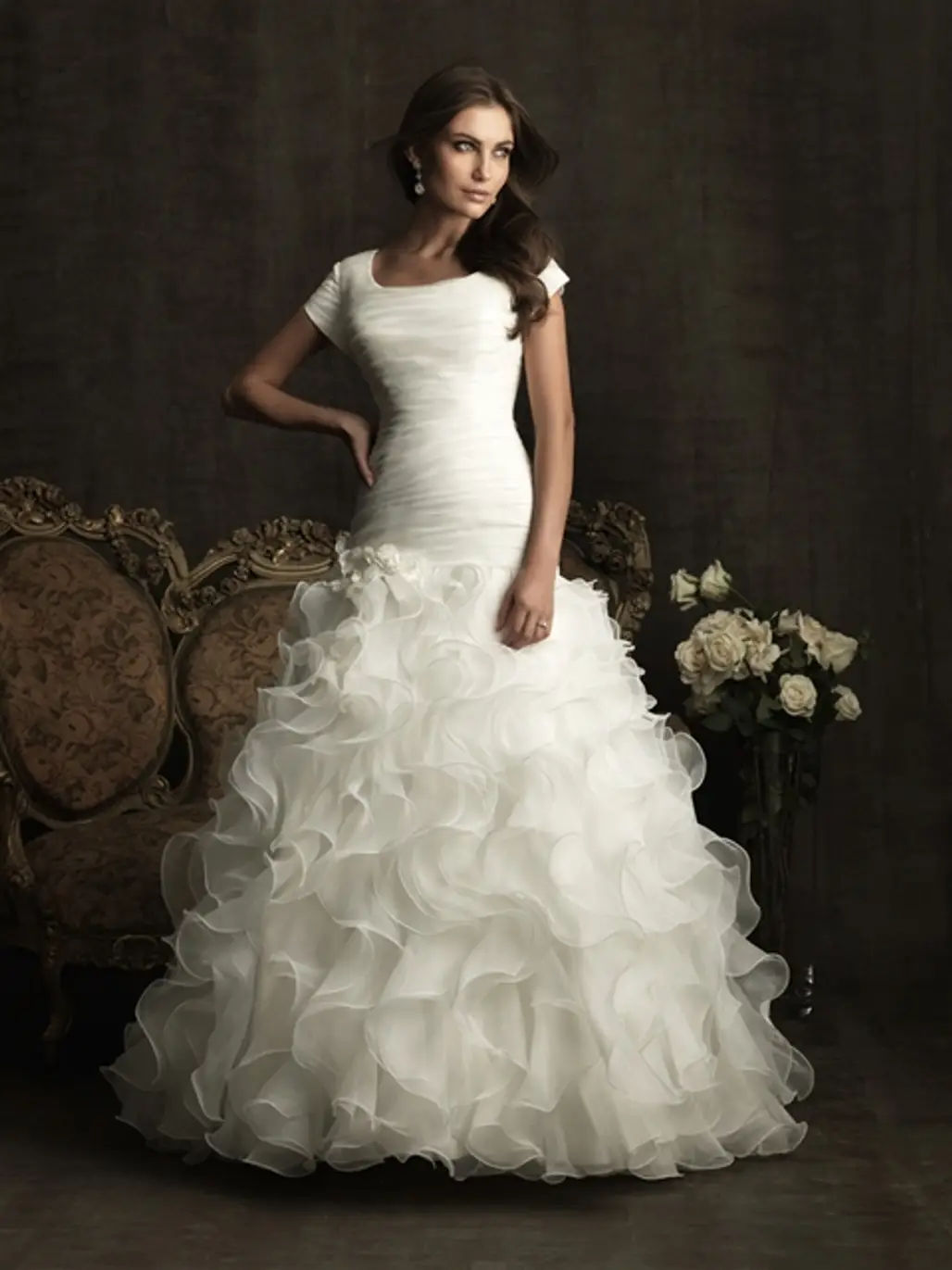 Sophisticated Allure Ruffle Wedding Dress...