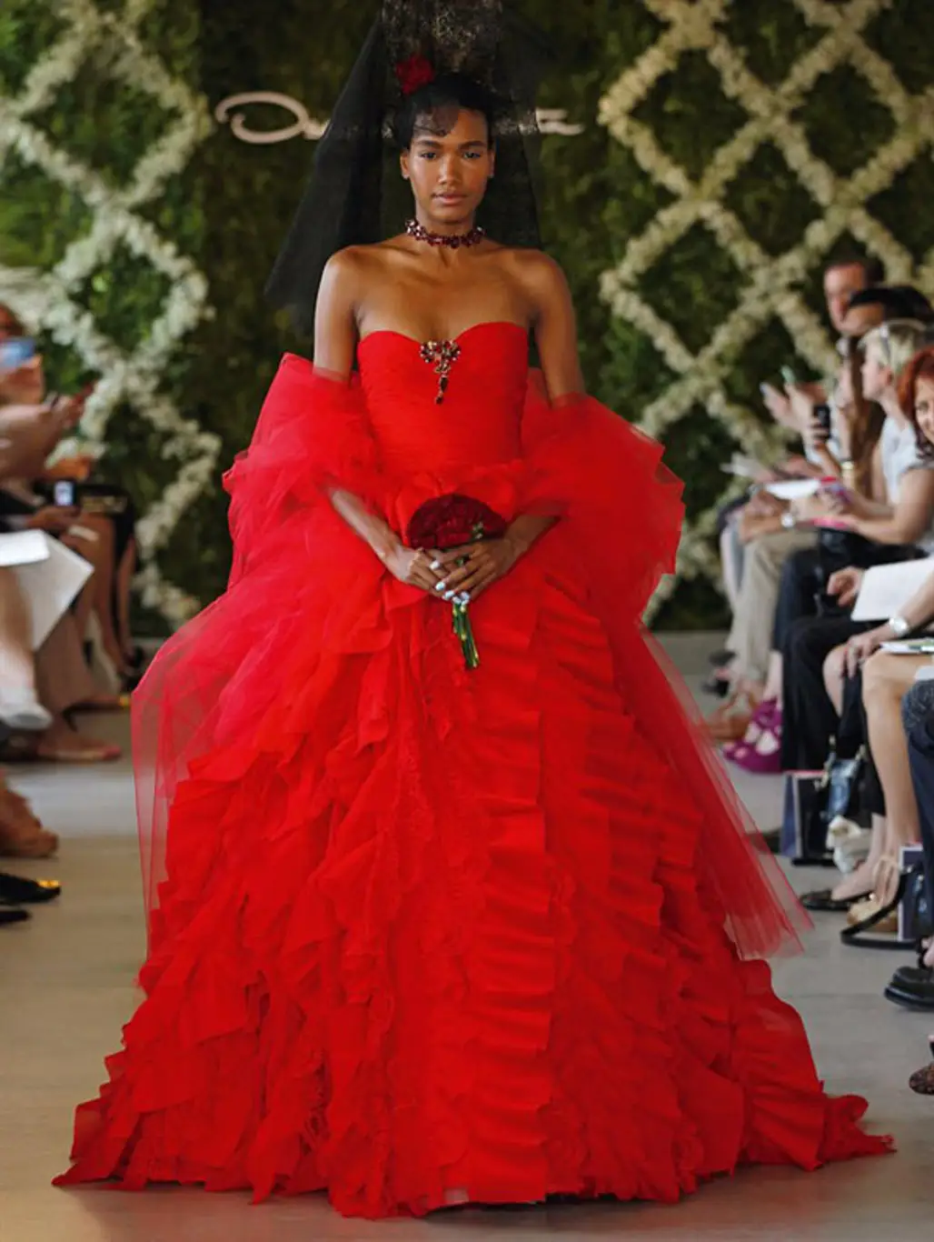 Oscar De La Renta Red Wedding Gown