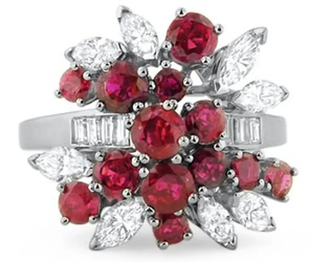 Ruby and Marquise Diamond Cluster