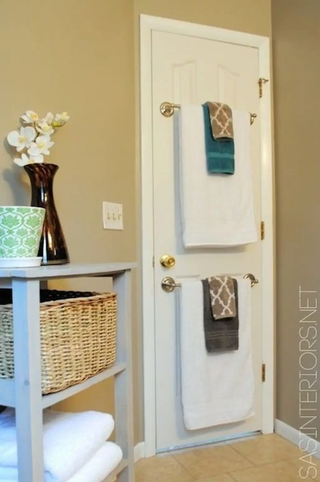 Save Space by Hanging a Towel Rack behind the Door