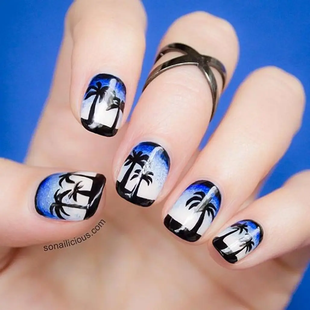 nail, finger, nail care, blue, manicure,