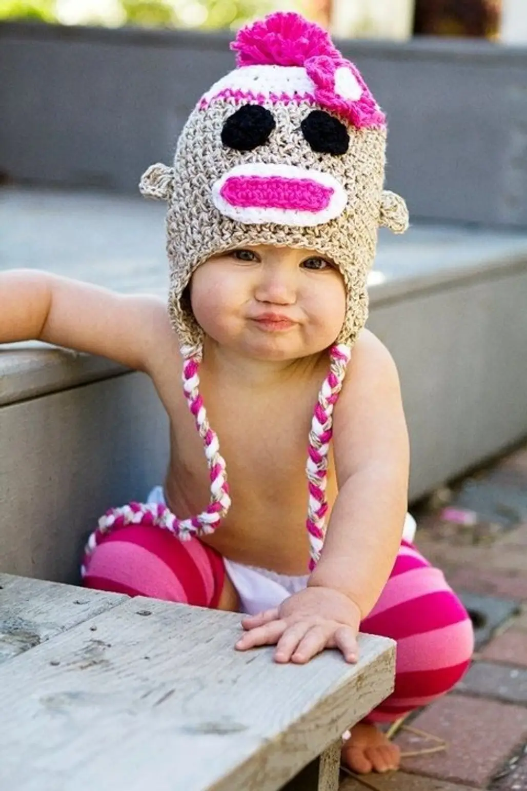 Sock Monkey Crocheted Girl's Hat