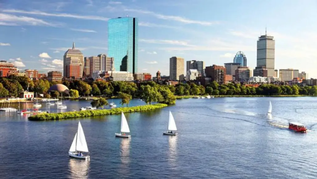 Boston, skyline, city, human settlement, boating,