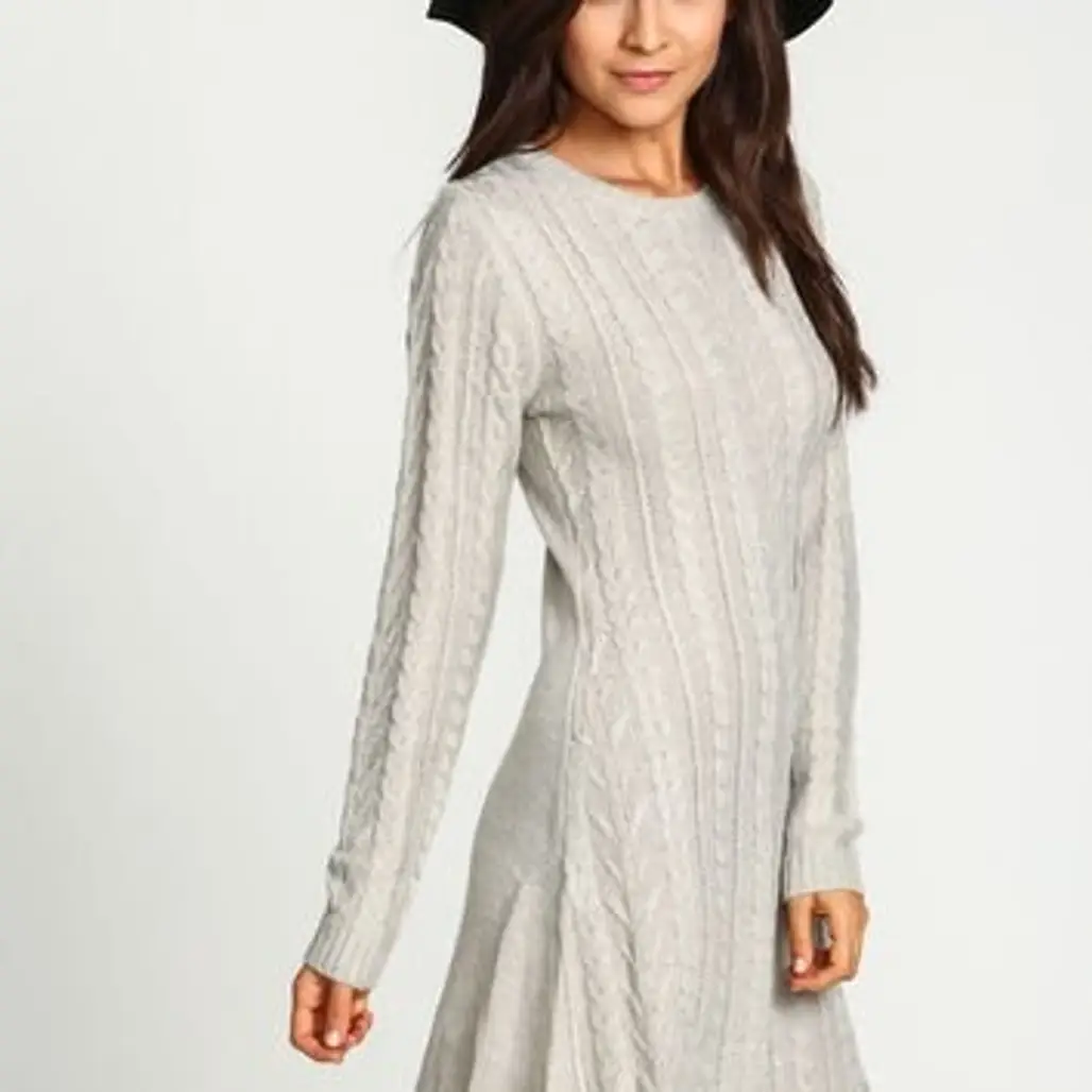 Cable Mohair Knit Sweater Dress