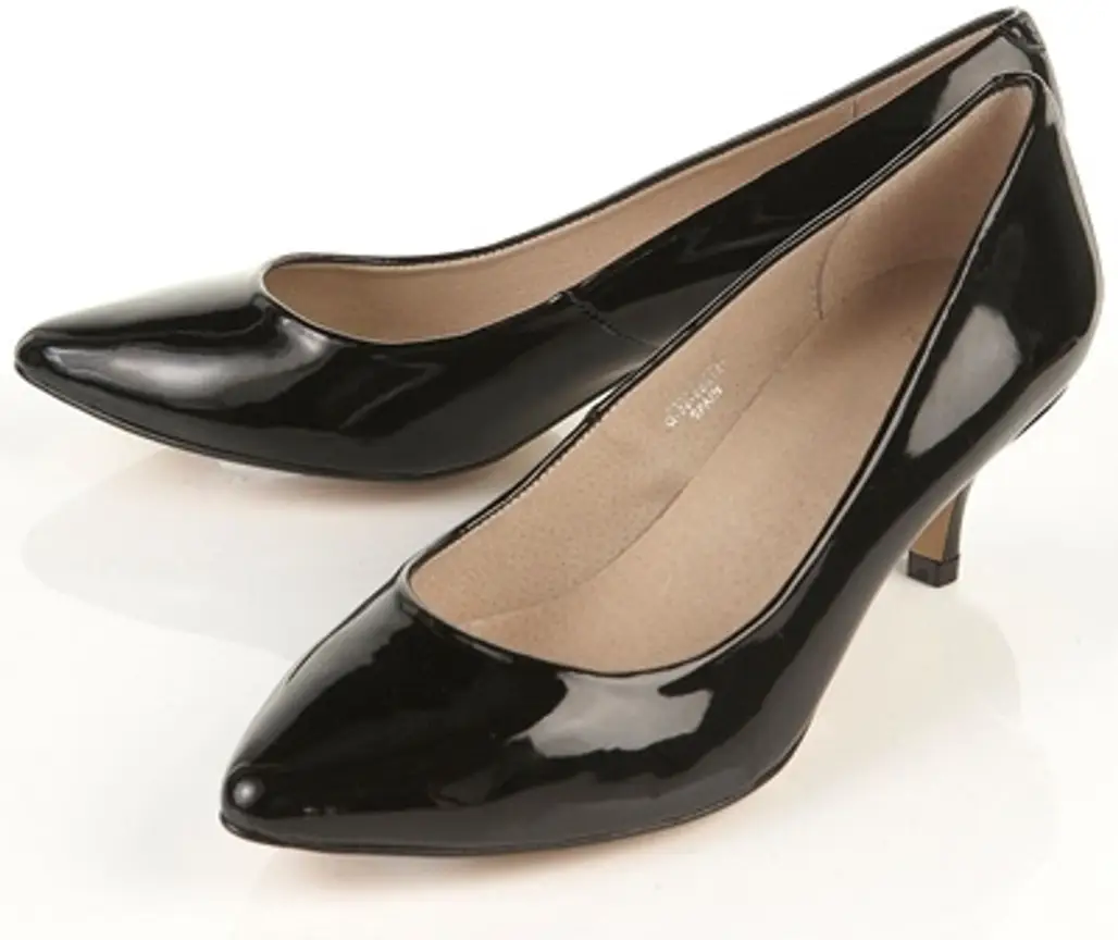 Topshop Jane Black Patent Leather Point Court Shoes