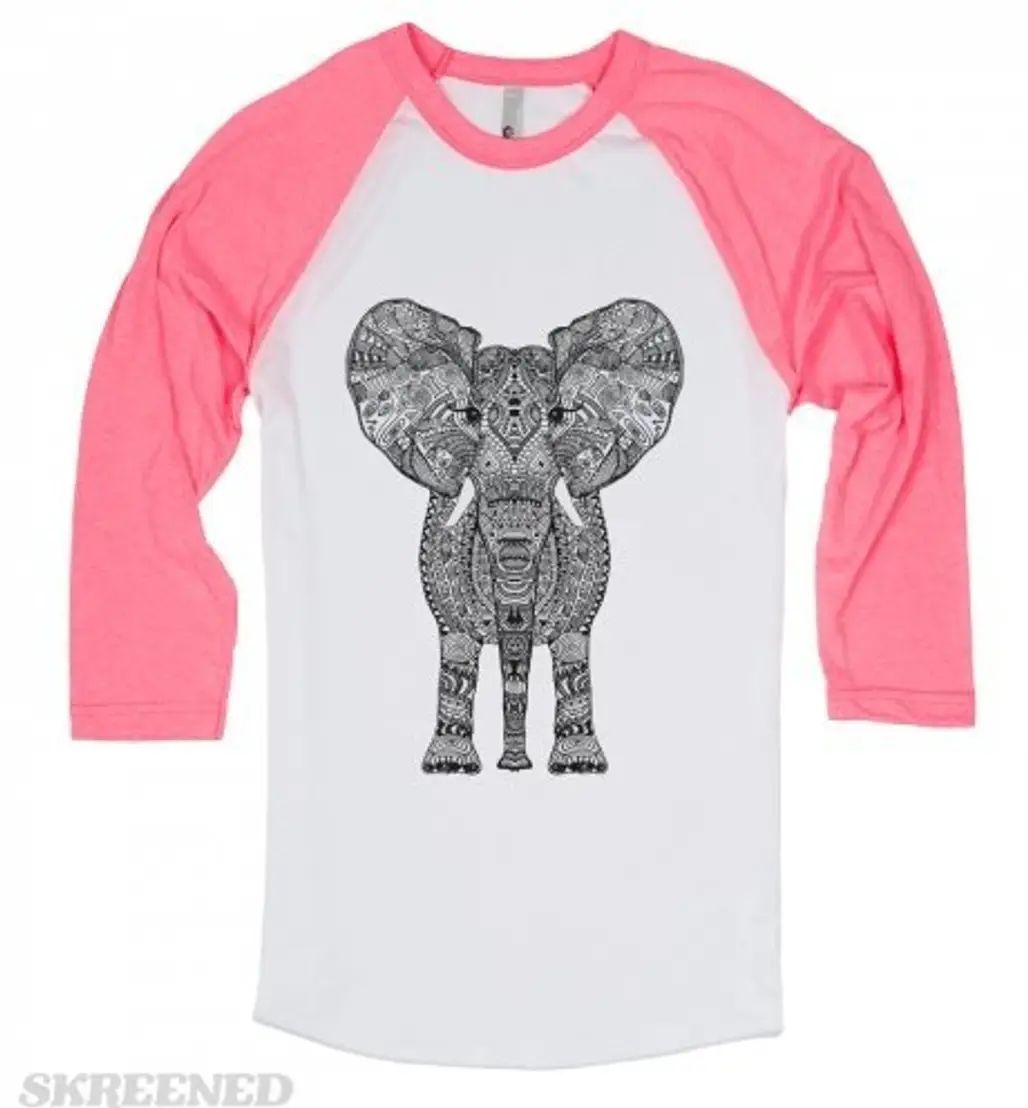 Pink Aztec Elephant-Unisex White/Neon Heather Pink T-Shirt