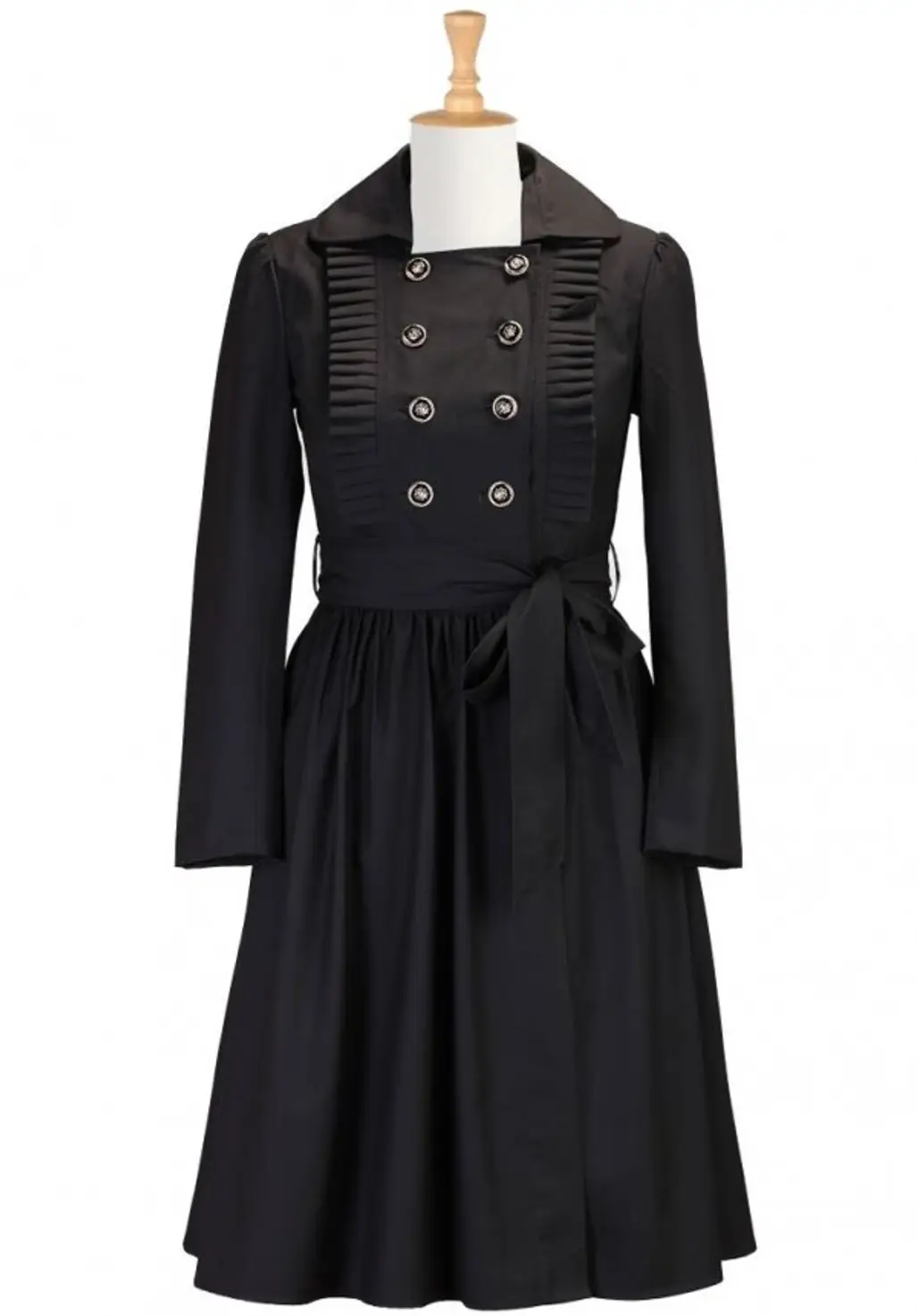Pleated Military Style Coat Dress