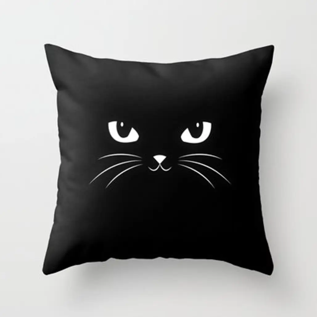 Cute Black Cat Throw Pillow