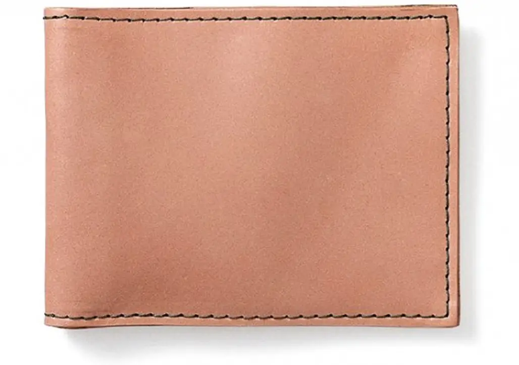 Small Leather Bi-Fold Wallet, Natural