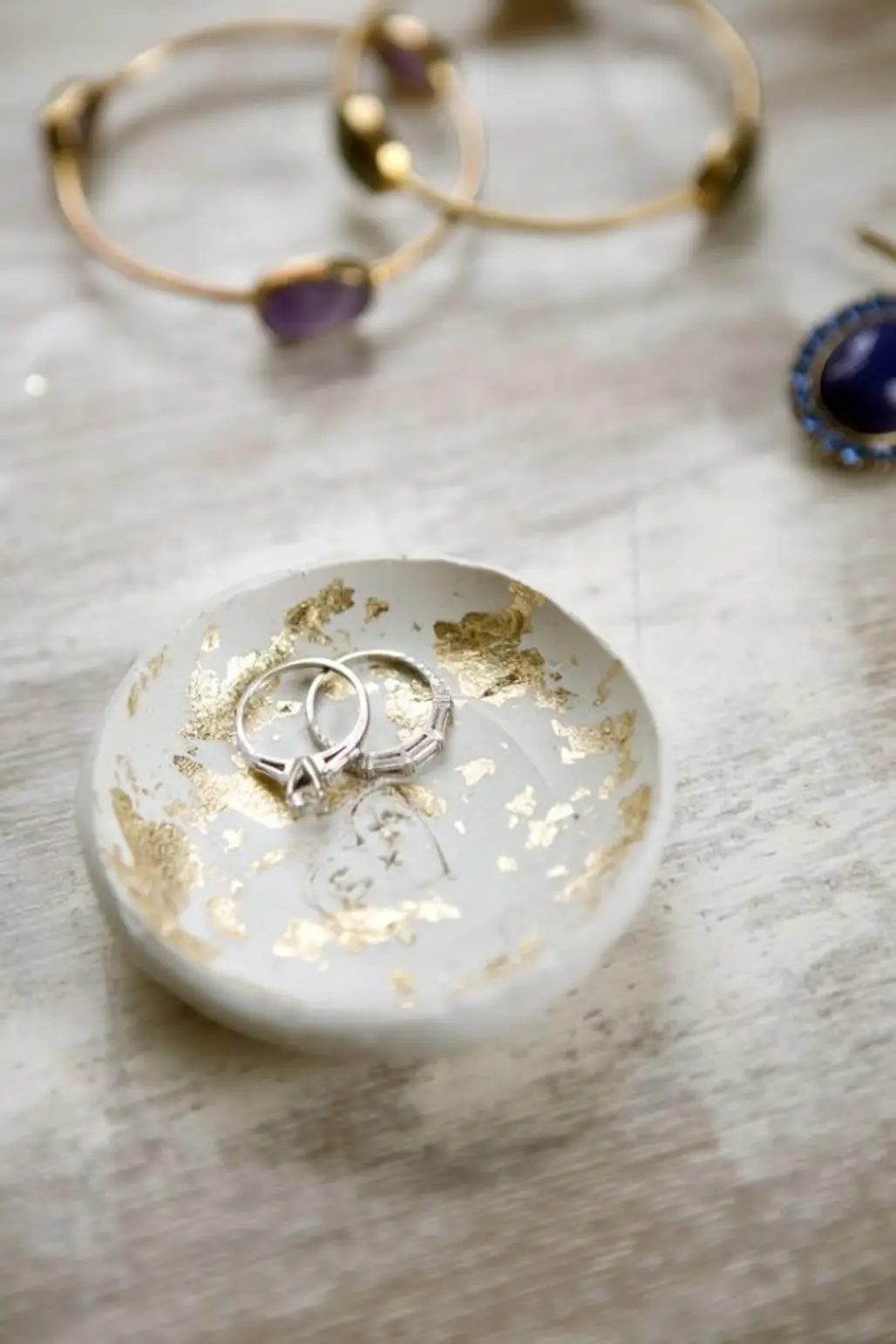 DIY Clay Ring Bowl with Gold Leaf - Would Be Good for Putting by the Sink