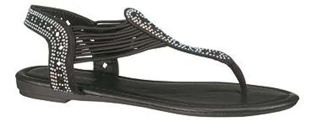 Black Jaden Rhinestone Stretch Sandal