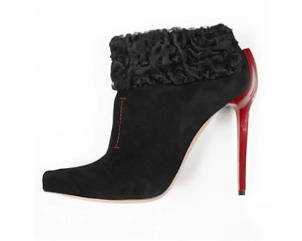 Alessandro Dell'Acqua Suede Bootie with PVC and Astrakhan Detail