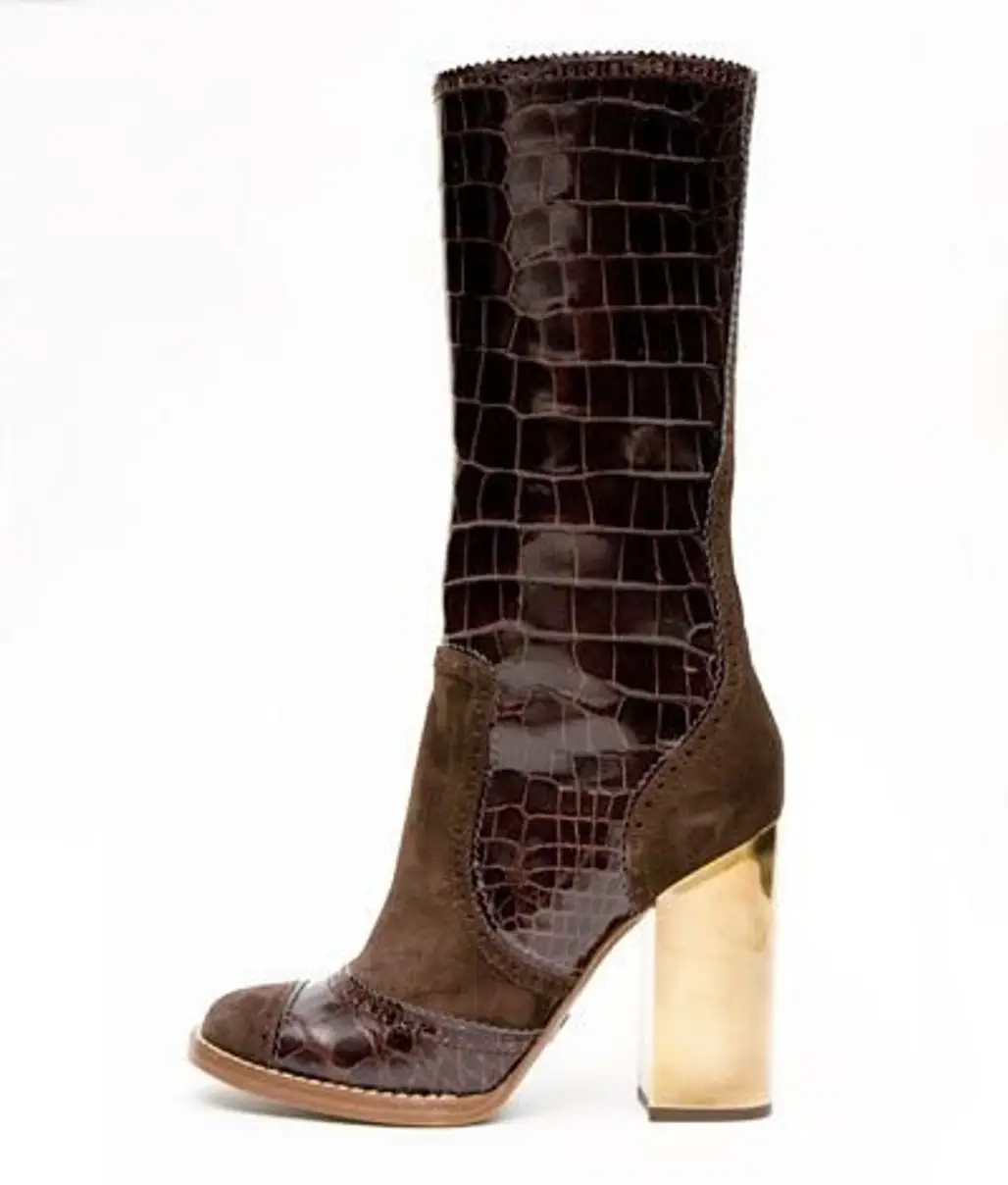 Dolce & Gabbana Crocodile and Suede Mid-calf Boot