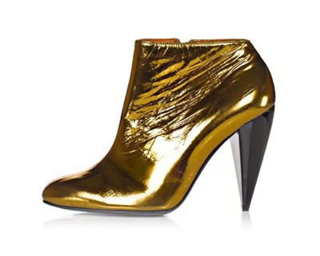Lanvin Metallic Bootie with Lacquered Cone Heel