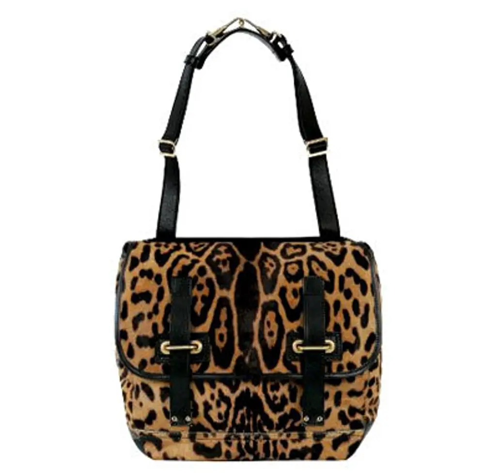 Besace Flap Bag in Leopard Buffalo Leather