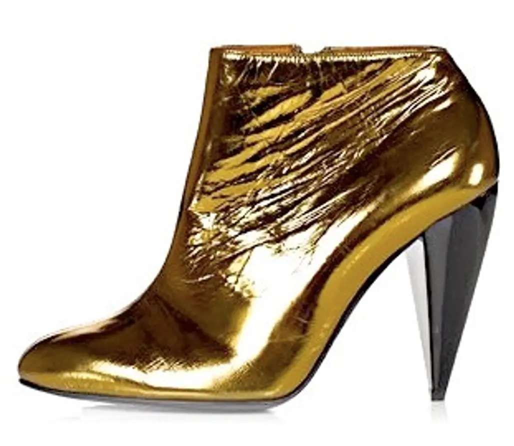 Metallic Booties with Lacquered Cone Heel by Lanvin