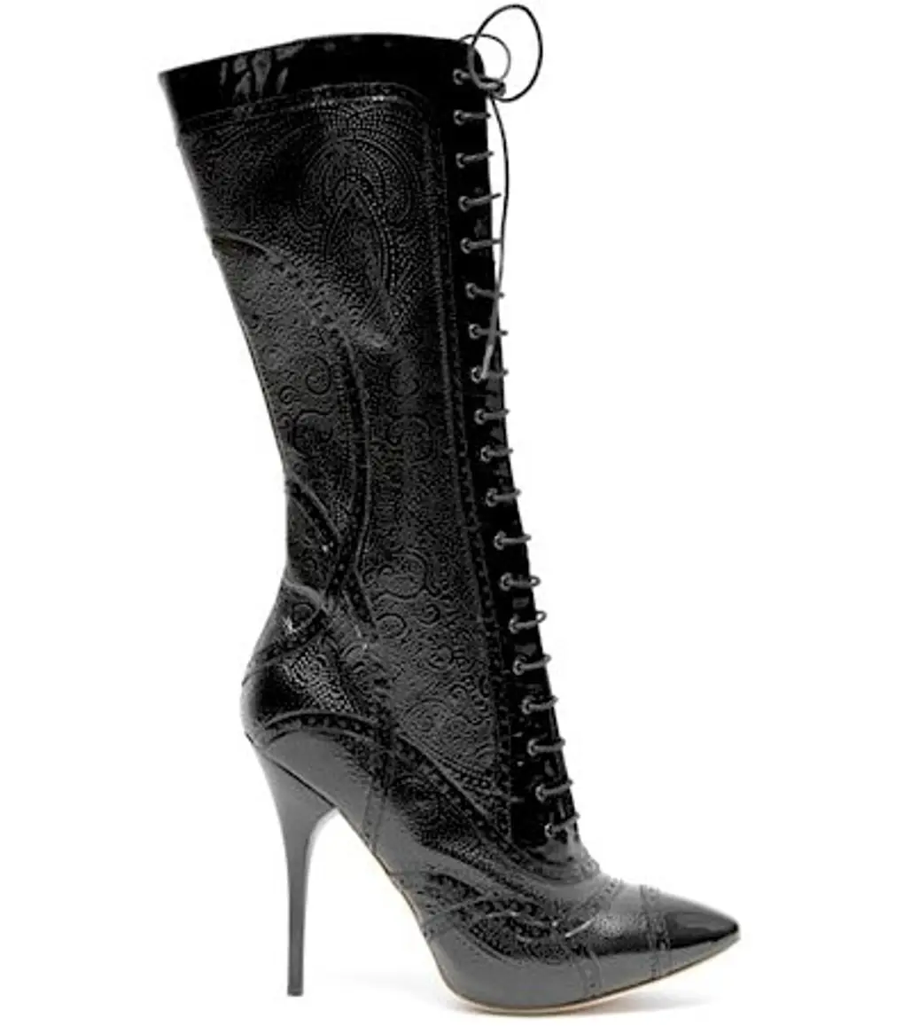 Alexander McQueen Embossed Patent-leather Brogue Boot