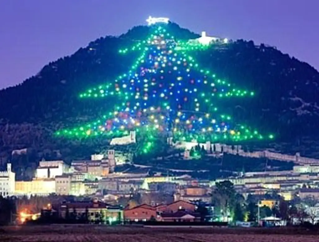 Christmas Tree on Monte Ingino in Italy