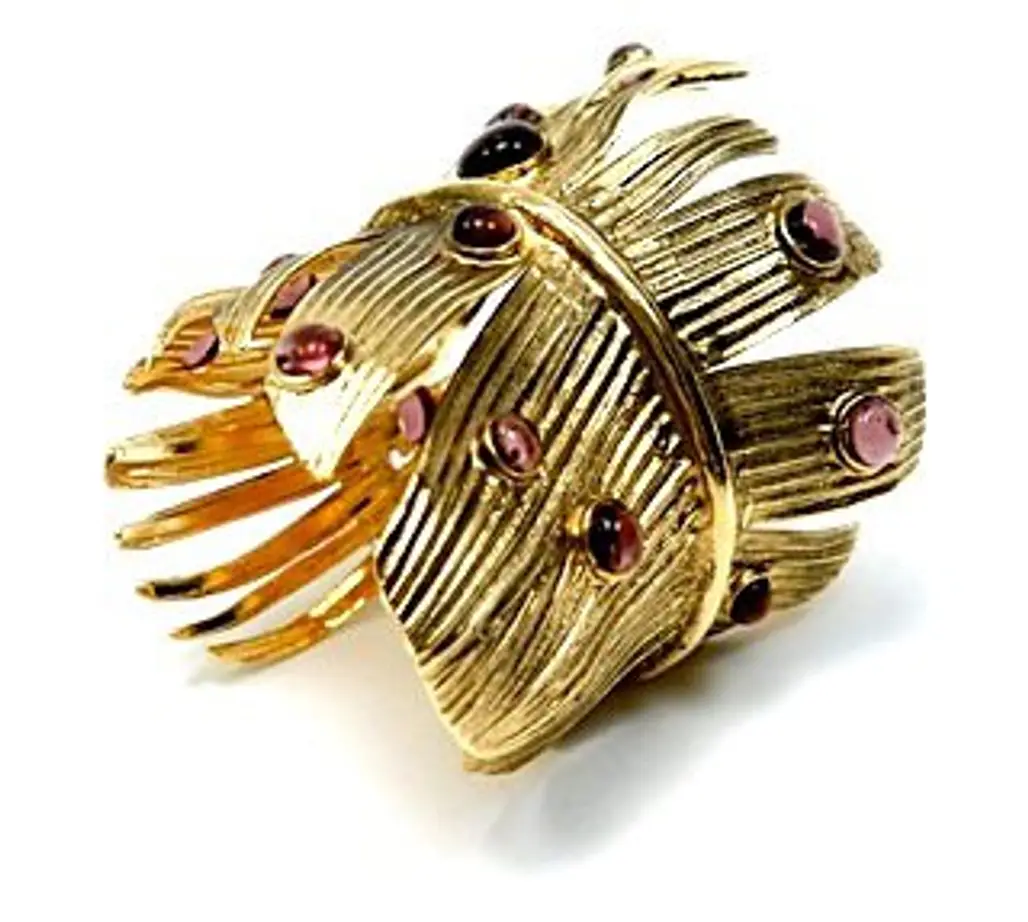 Nina Ricci - Metal Feather Cuff with Amethyst Glass Beads ...
