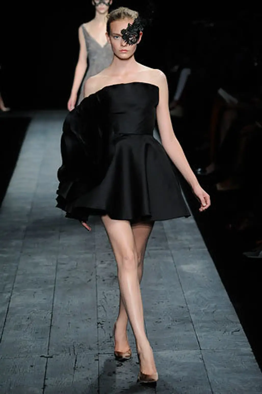 Strapless Black Dress with Ruche Detail