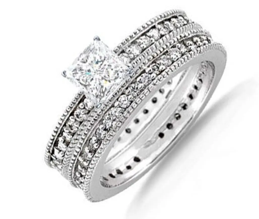 2.15 Carat Princess Diamond Engagement Ring on 14K White Gold ...
