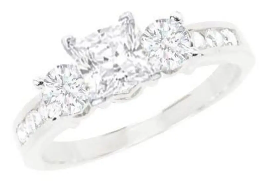 1 Carat Princess Diamond Engagement Ring on 14K White Gold ...