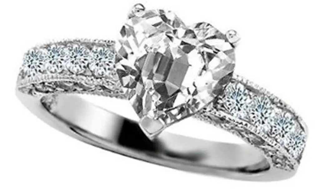 3.00 Cttw 925 Sterling Silver 14K White Gold Plated Genuine Heart Shape White Topaz Engagement Ring - Gold-plated