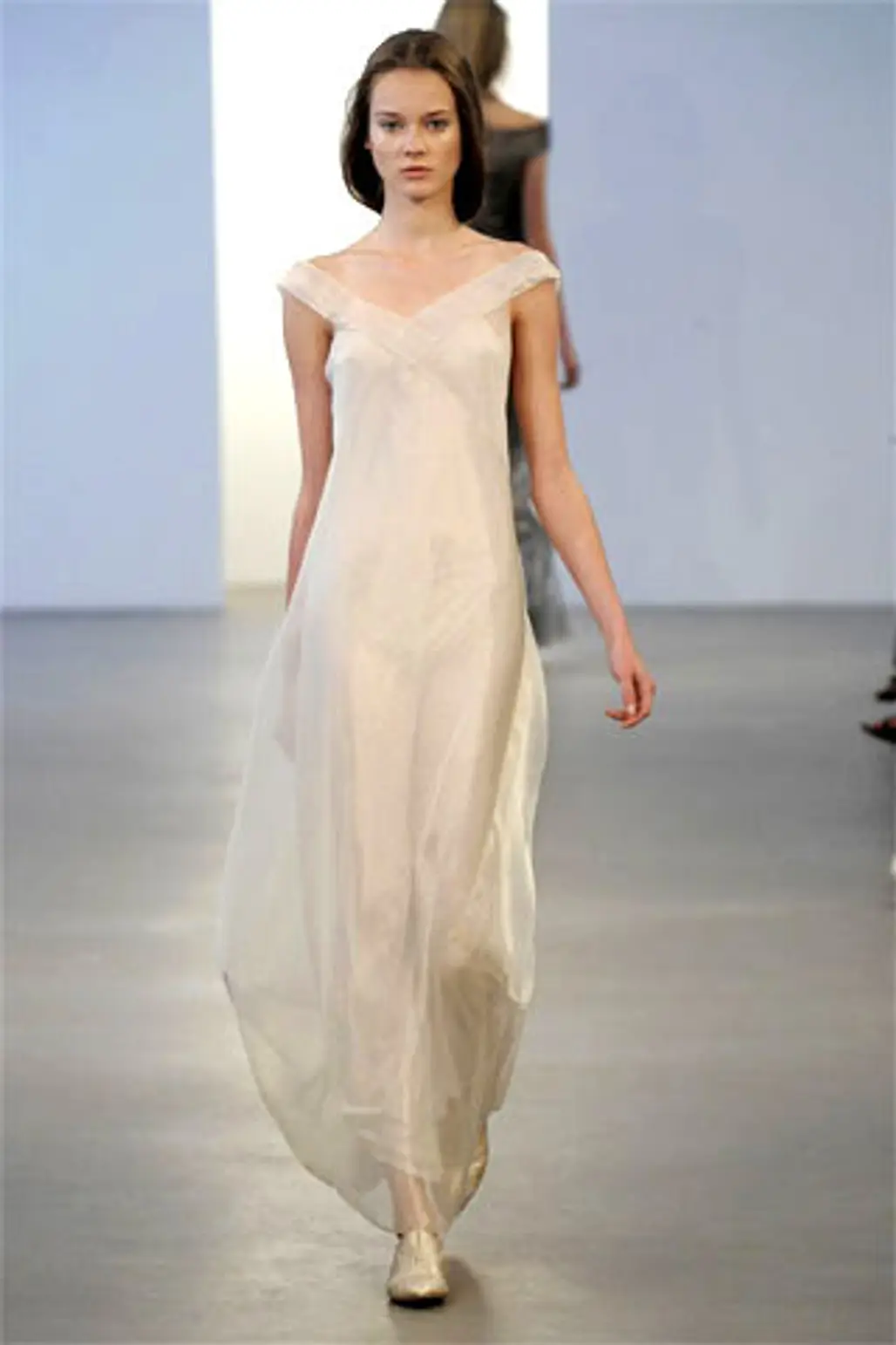 Long Ivory Colored Calvin Klein Wedding Dress