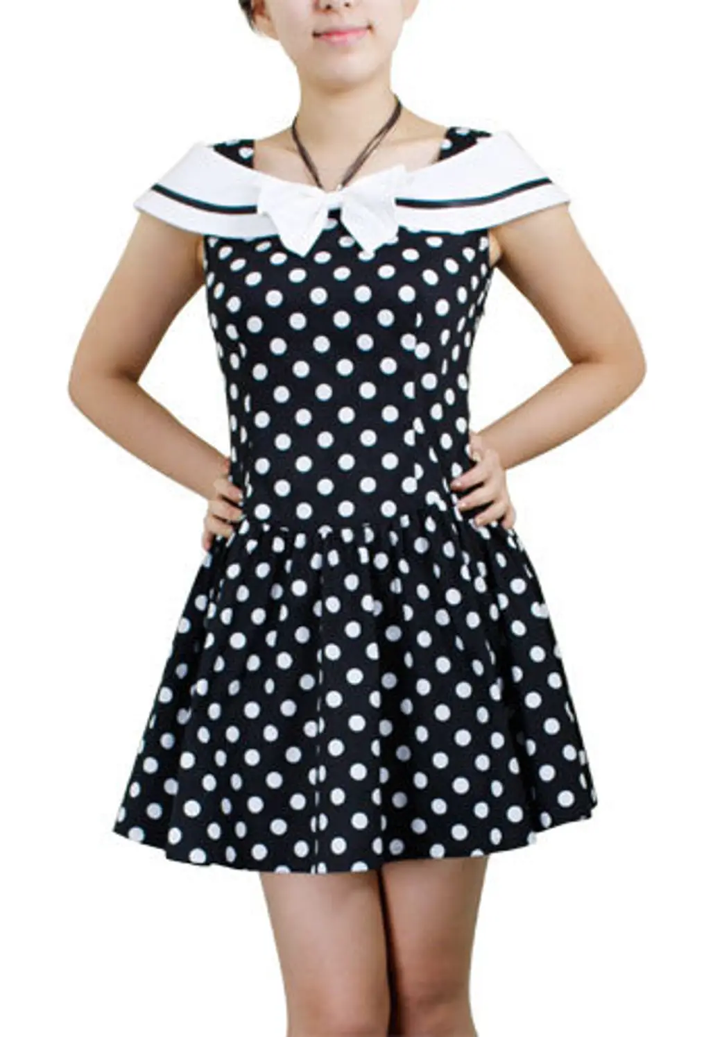 Sailor Inspired Vintage Polka-Dot Mini Dress