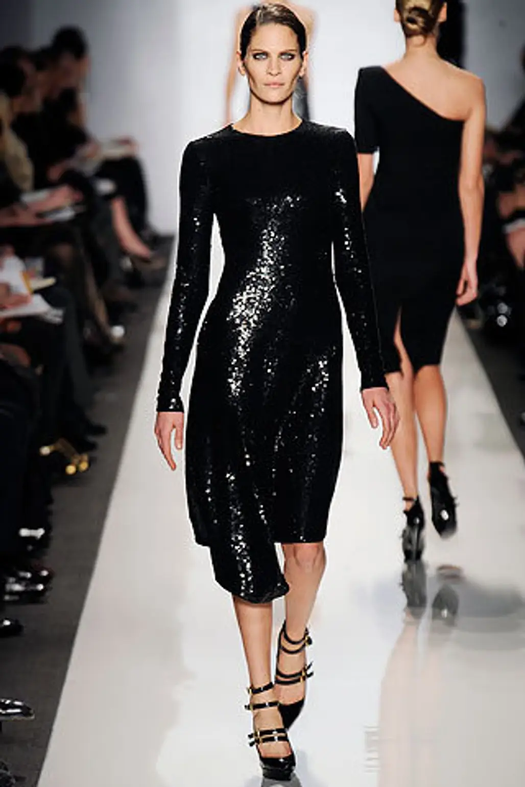 Caviar Dreams at Michael Kors Long Black Sequin Dress