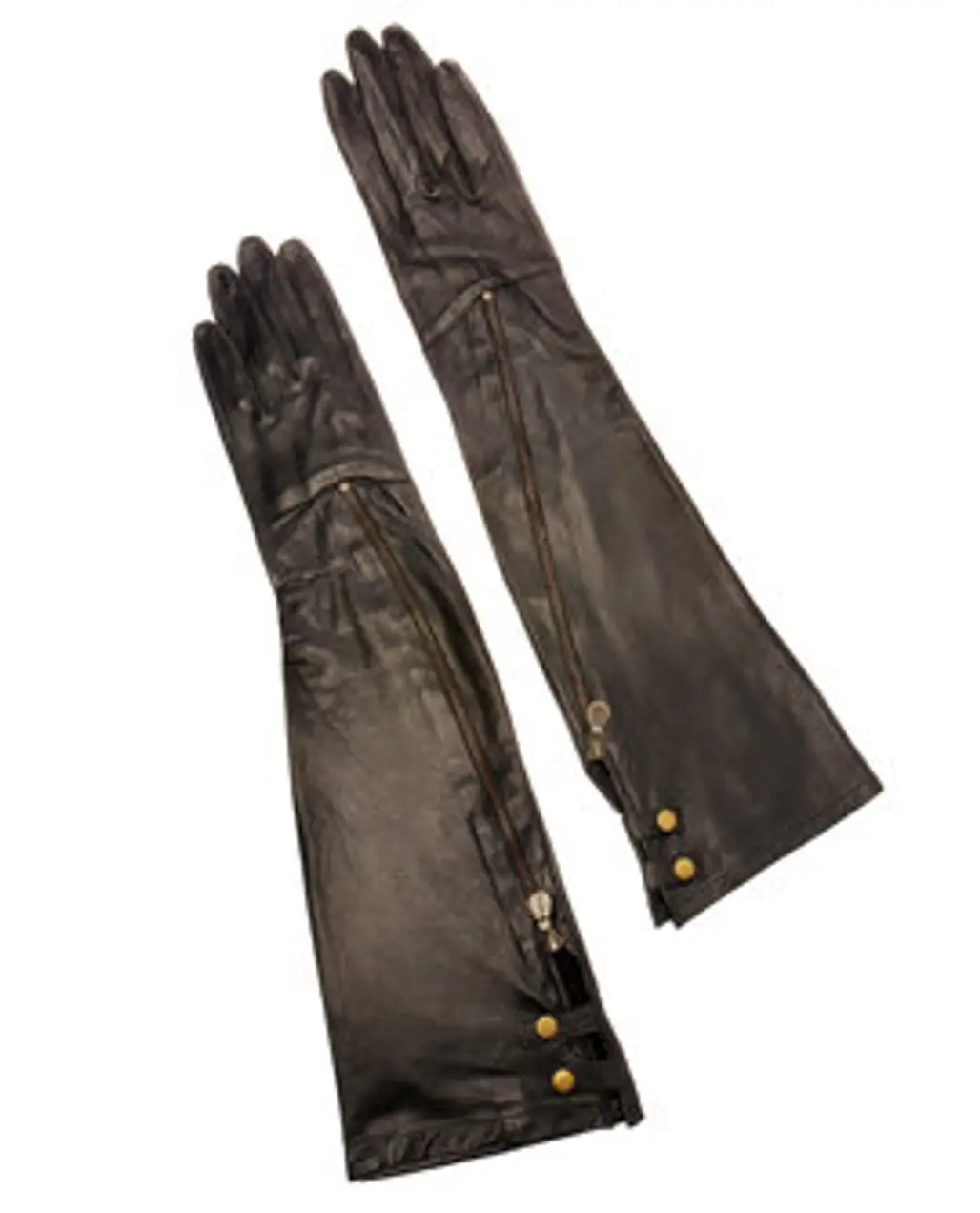Jas MB Long Leather Gloves with Asymmetric Zip Detail