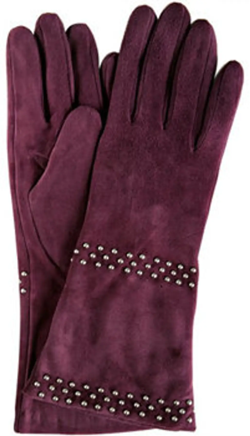 Portolano Aubergine Suede Triple Studded Gloves