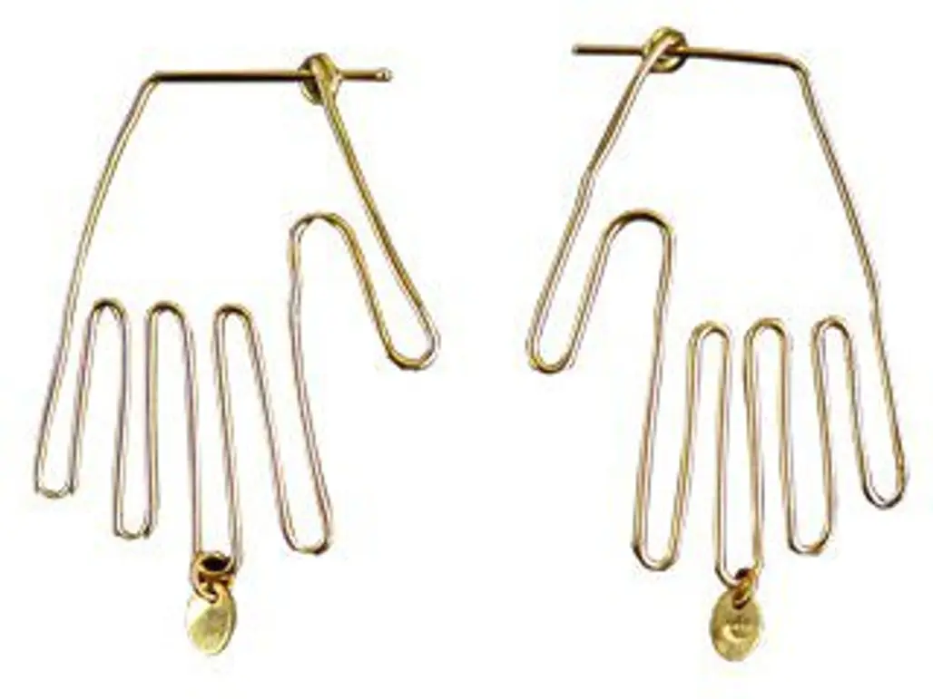 Delfina Delettrez. Wire Hand Earrings in Gold