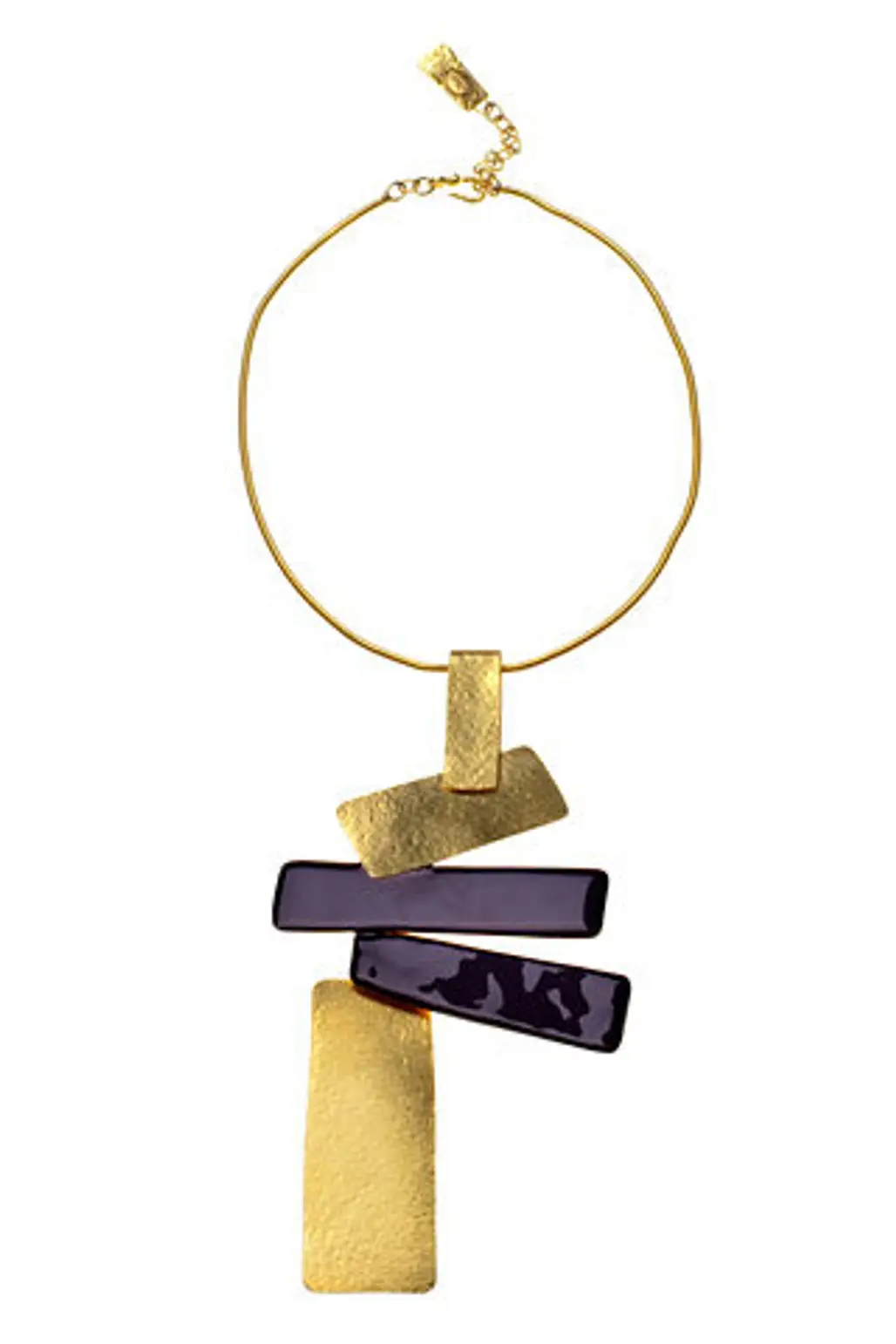 Hervé Van Der Straeten. Malevich Necklace in Gilded Brass and Purple Enamel