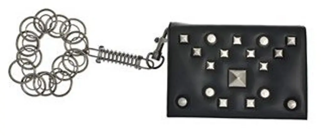 Roberto Cavalli. Leather Pochette with Grommet Detail and Detachable Chain Strap