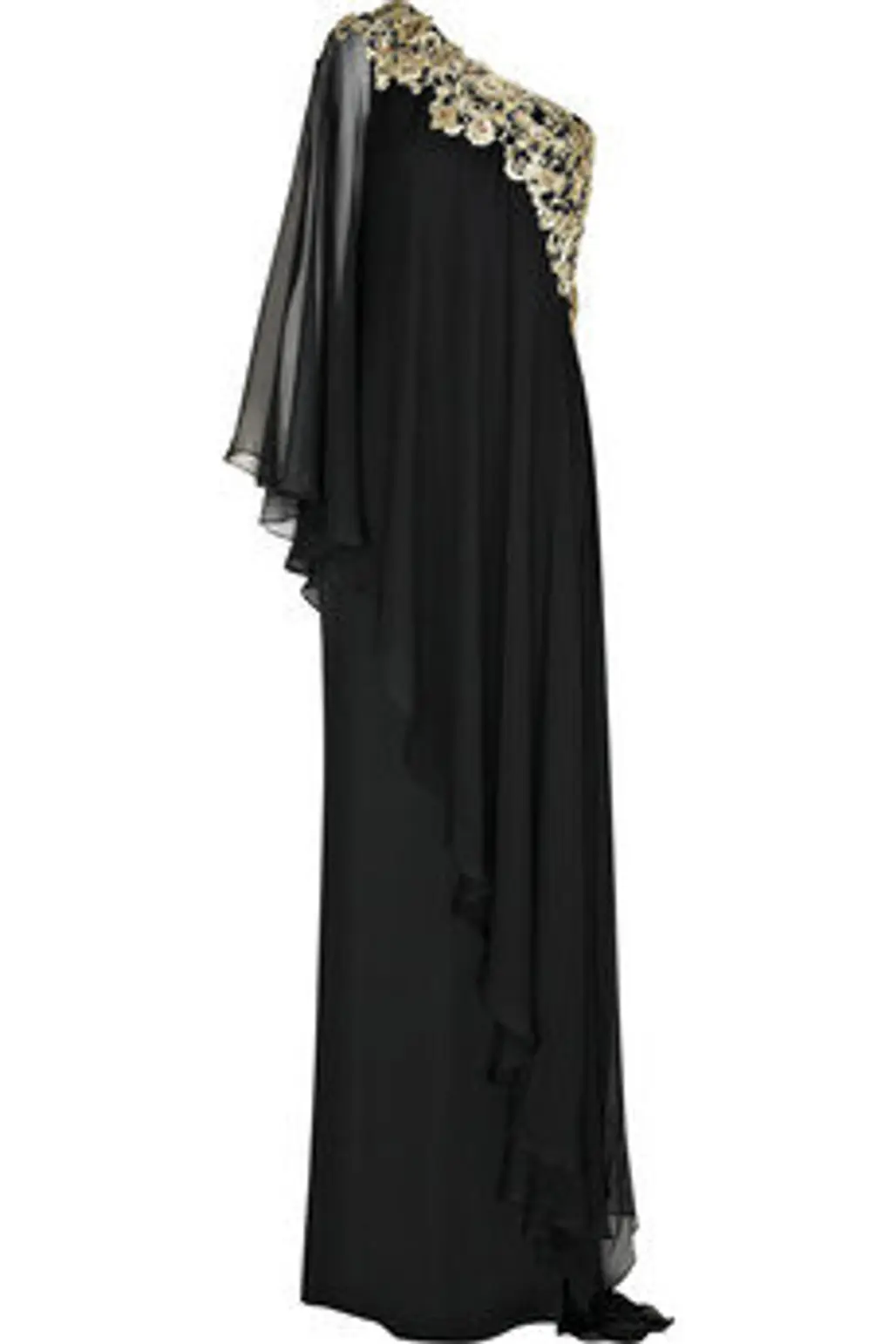 Marchesa Asymmetric Silk Chiffon Gown
