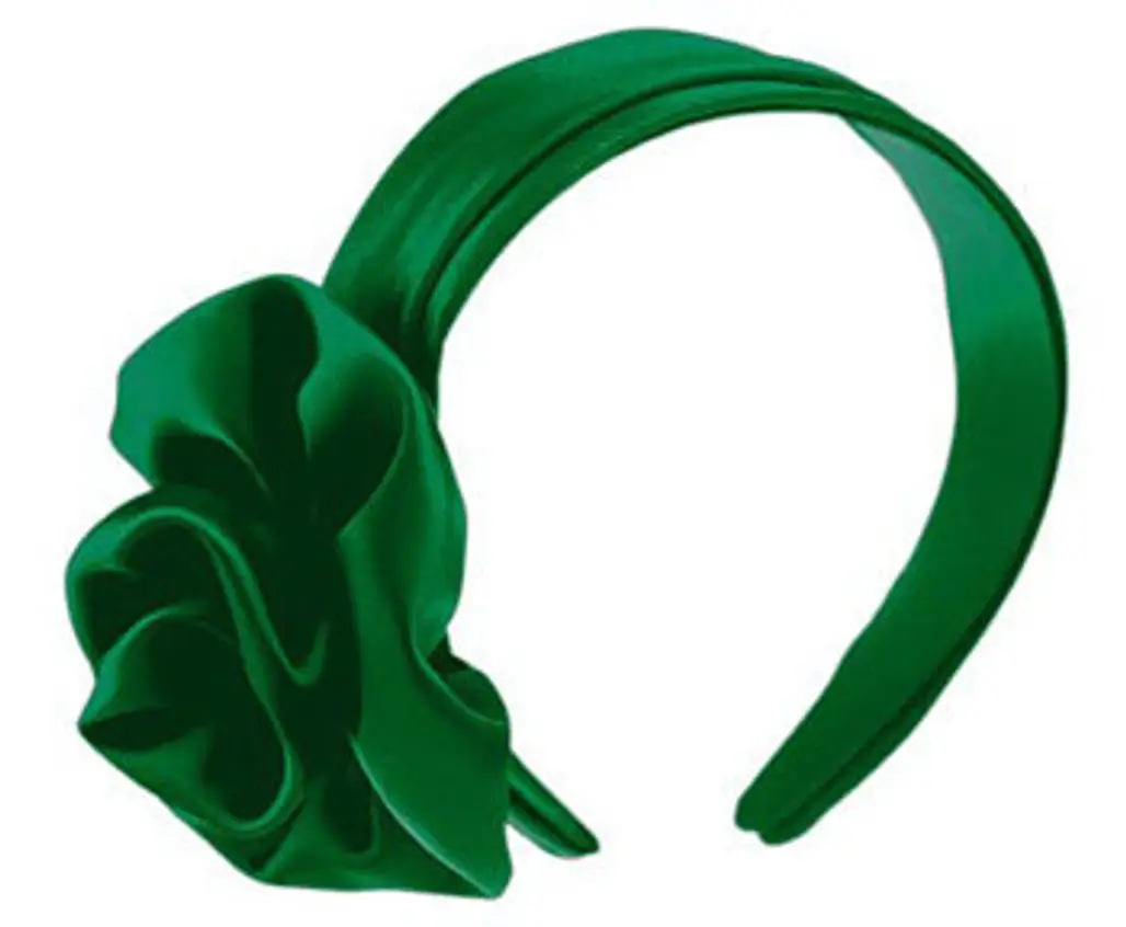 Green Satin Rosette Flapper Headband