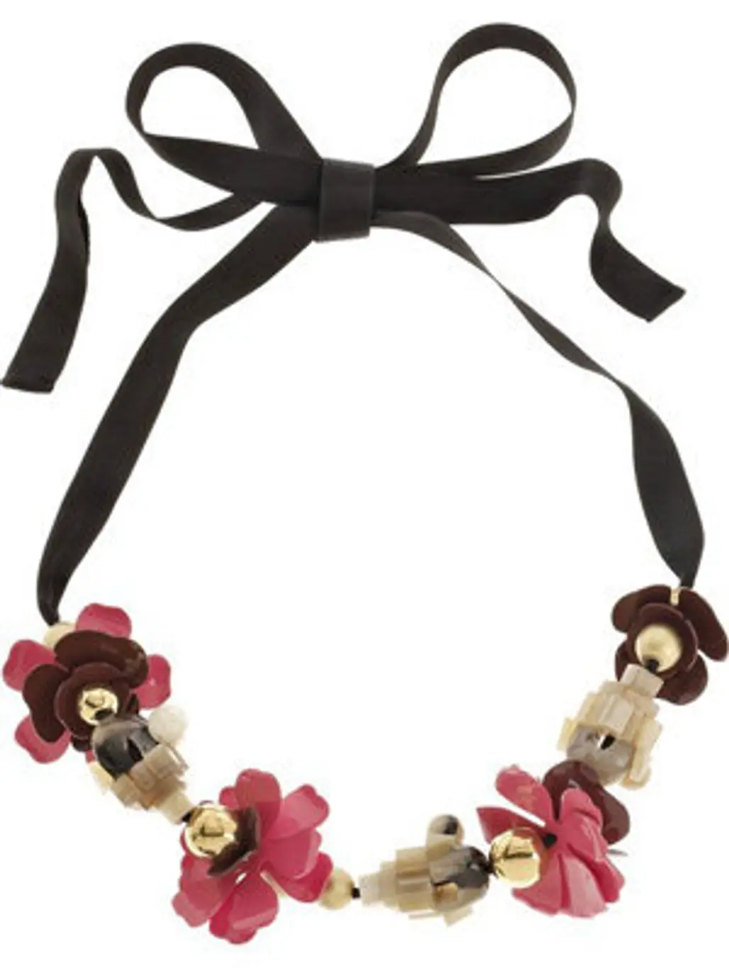 Marni Embellished Ribbon Necklace
