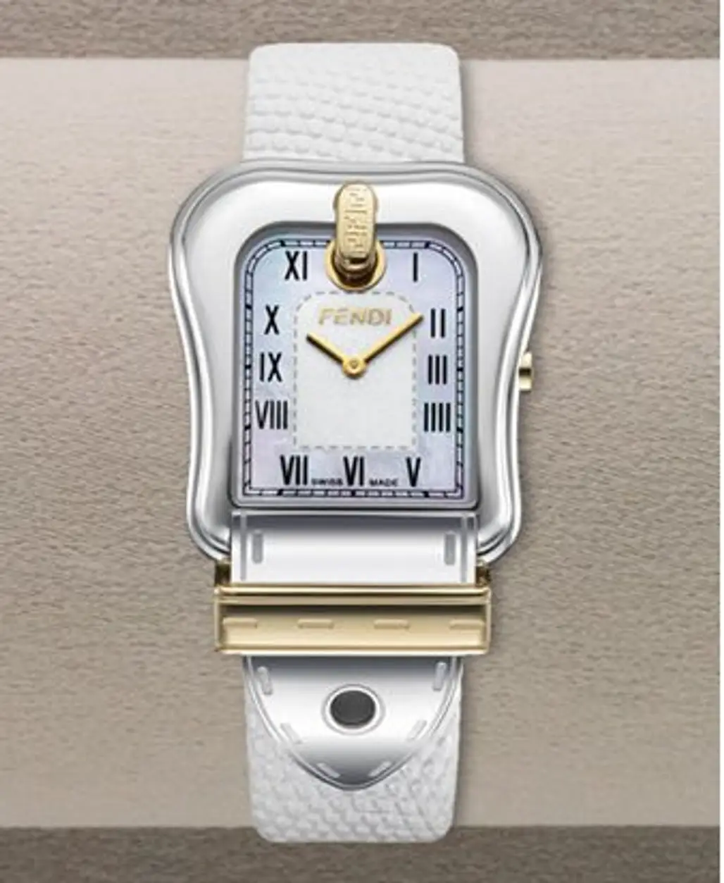 Fendi Embossed Mother of Pearly Watch, White