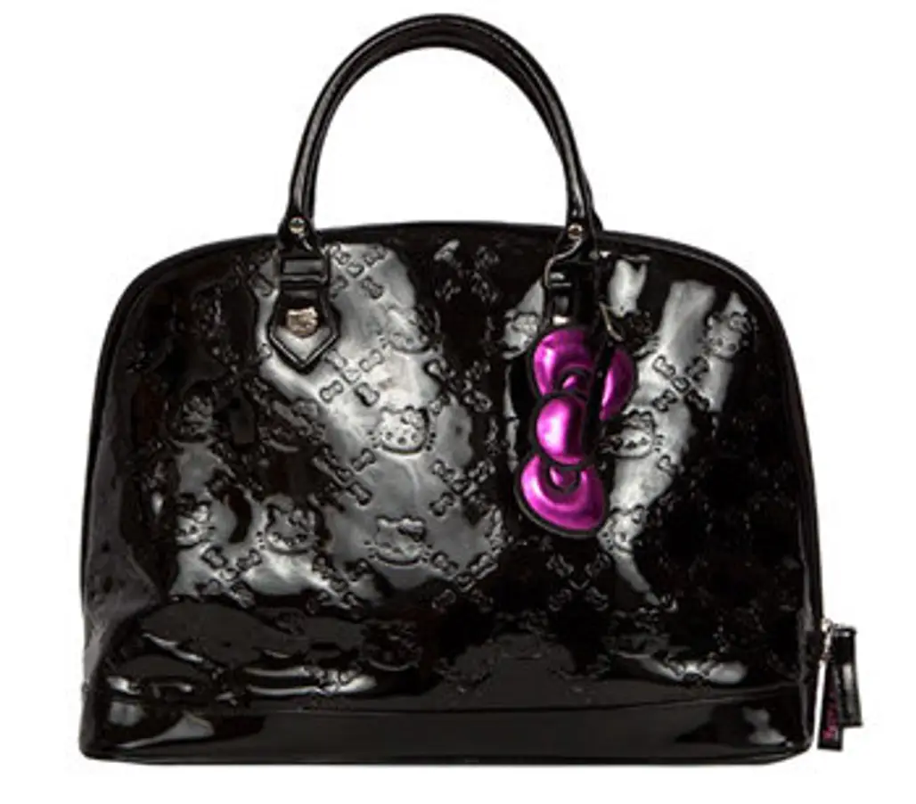 Hello Kitty Large Black Patent Leather Handbag