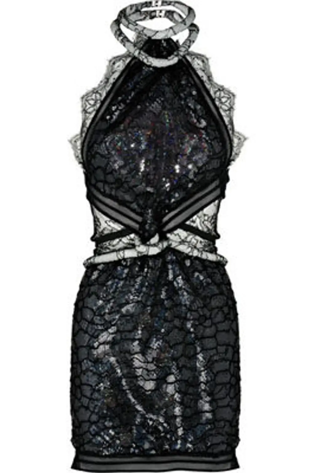 Preen Diamond Sequin and Lace Dress