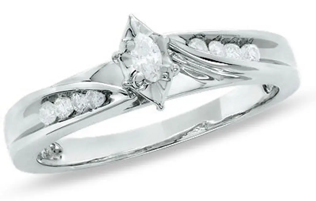 1/7 CT. T.W. Marquise Diamond Engagement Ring in 10K White Gold
