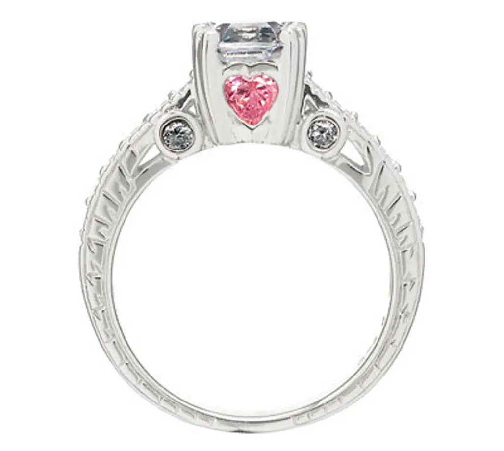 Shayla's Engagement Ring - Asscher Cut CZ & Pink Heart CZs