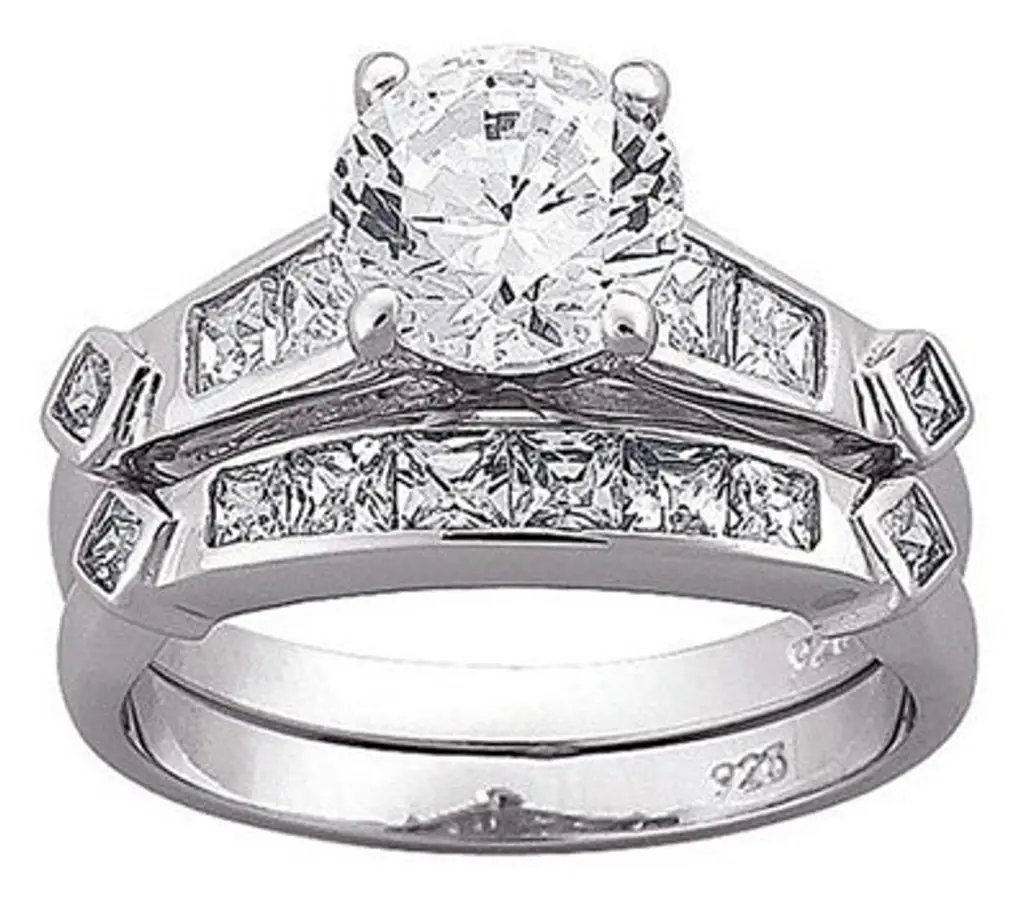Sterling Silver Wedding Band and Engagement Ring 2-pc. CZ Set
