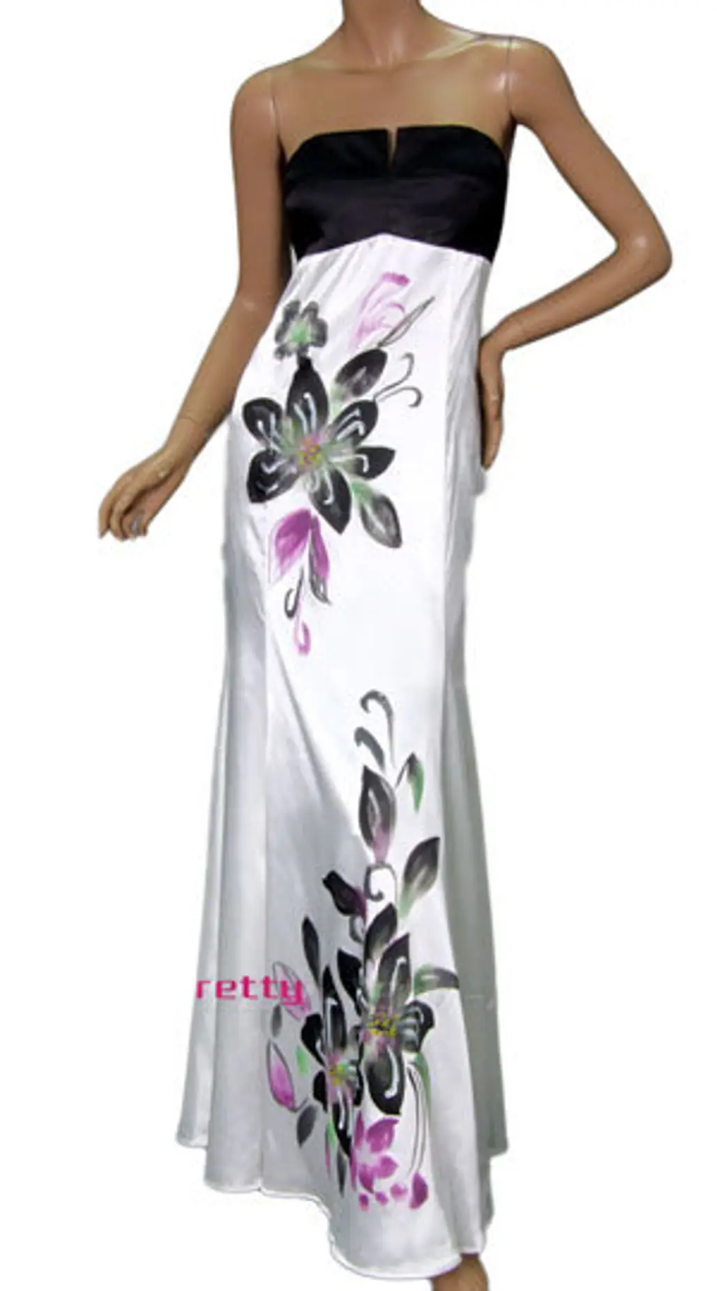 Fab Flower Printed Strapless Evening Dress