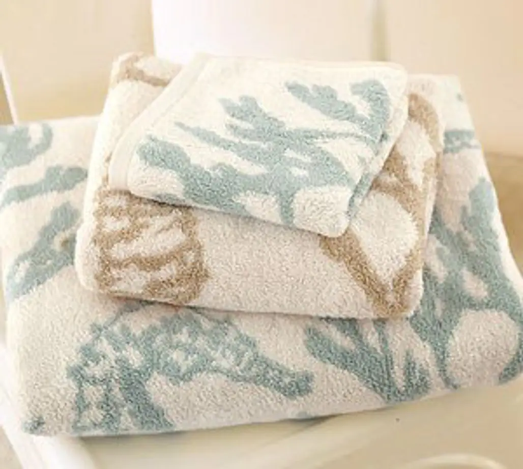 Pottery Barn Seahorse Jacquard Bath Towels