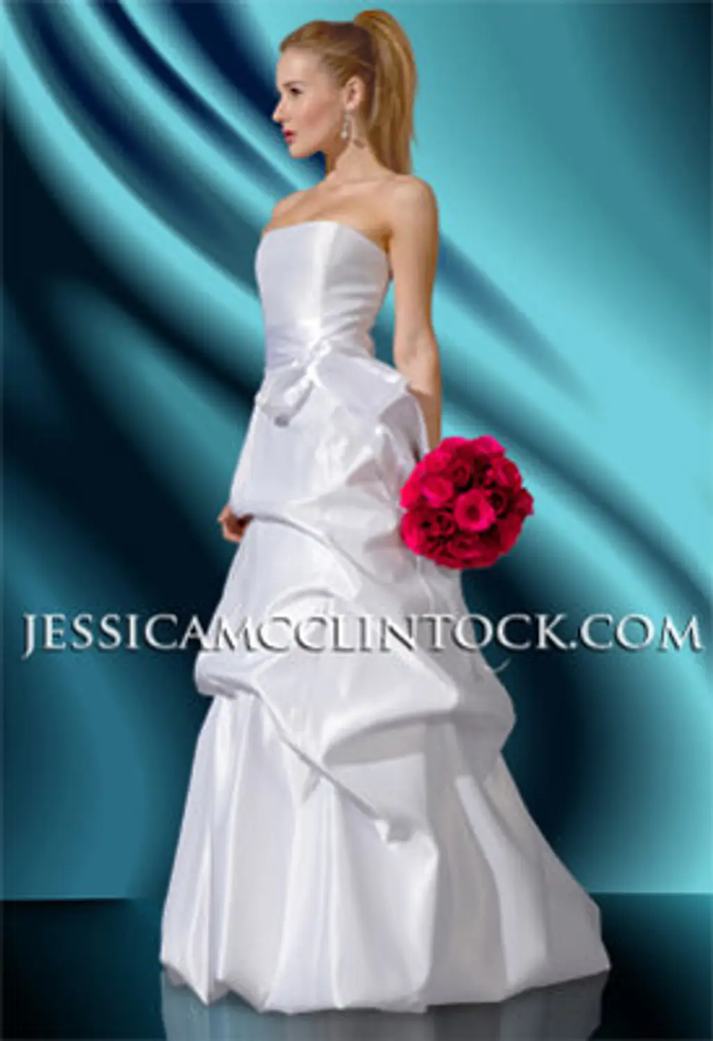 Satin Bustier Bridal Gown with Square Neck