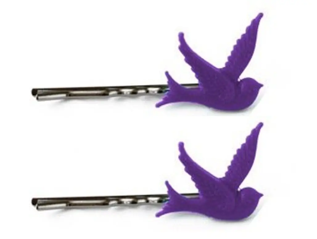 Swallow Hairclips in Purple